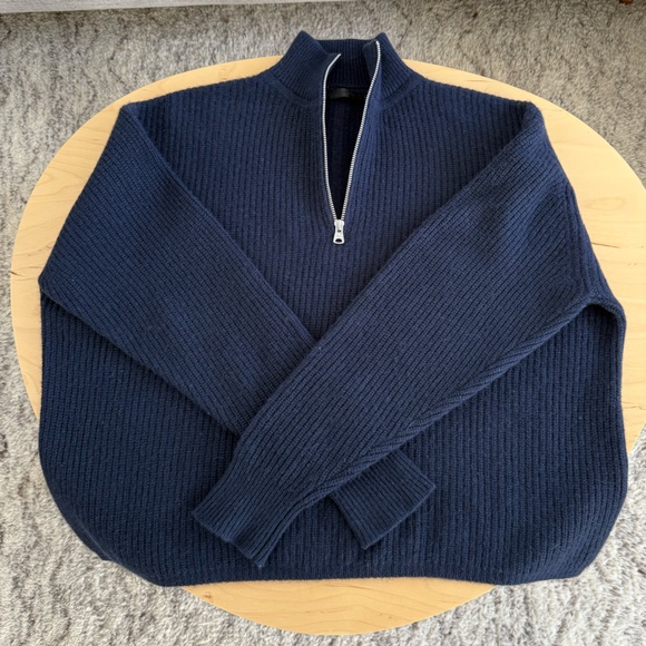 Jenni Kayne Navy Half-Zip Cashmere sweater in small - Picture 6 of 9